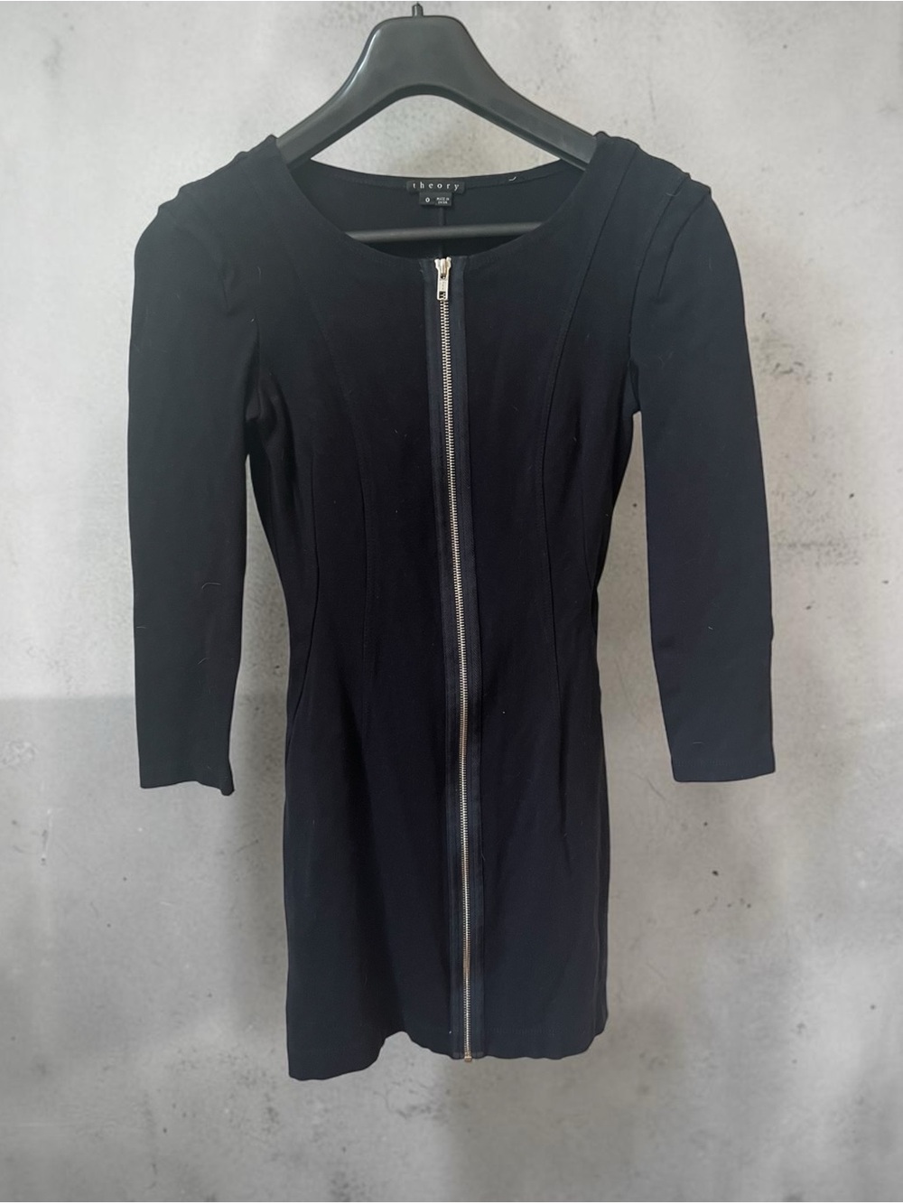 Vintage Theory Black Long-Sleeve Zip-Front Sheath Dress